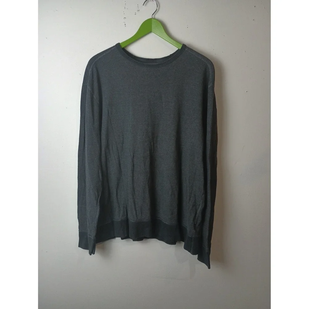 J. Crew Mens Long Sleeve Shirt XL Charcoal Gray Cotton Knit Crew Neck Pullover